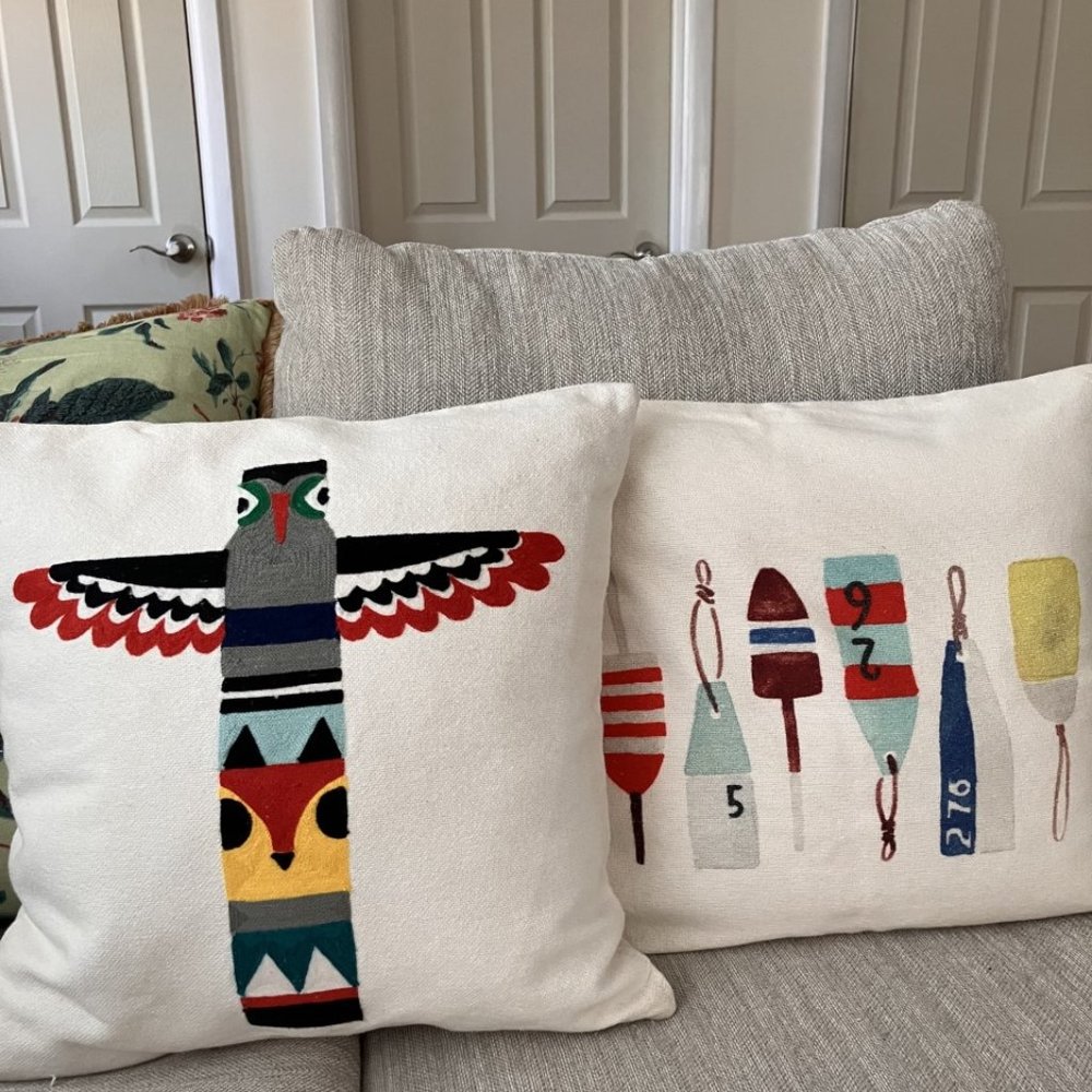 2 Indigo Brand Patio Pillow Covers -Embroidered Canadiana Theme 2017 -  2018